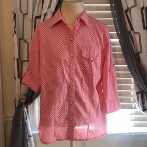 🌸 4x20 🌸 Karen Scott Pink Polka Dot Blouse M